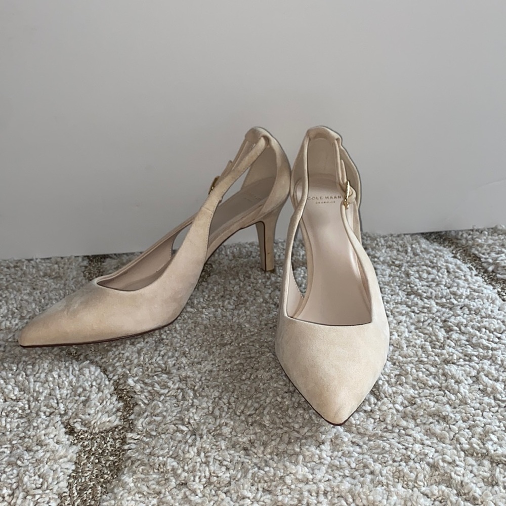Cole Haan Light Pink/Creme Suede Kitten Heels